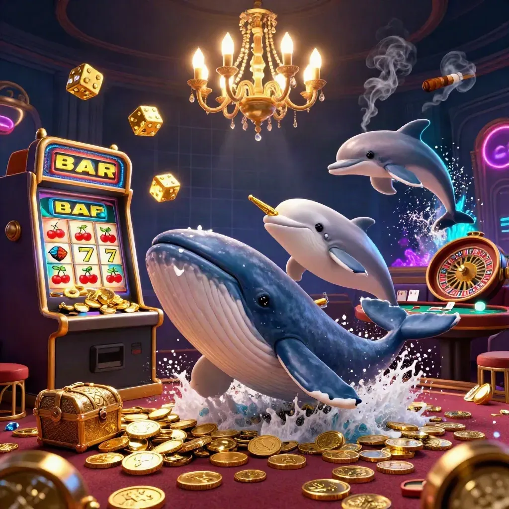 Balena, narvalo e delfini tra monete, luci neon e lusso da casinò